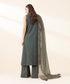 Unstitched Women's Embroidered Lawn Green Three Piece Suit